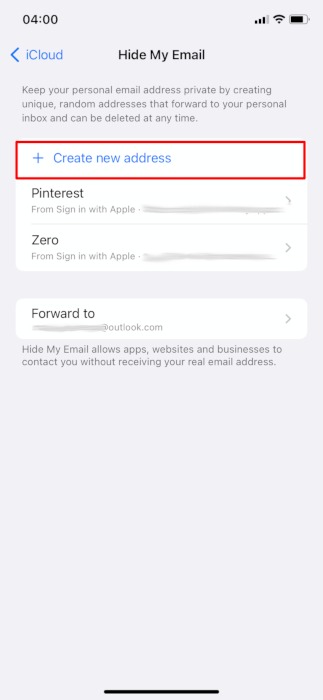 Iphone Privacy Hide My Email Create