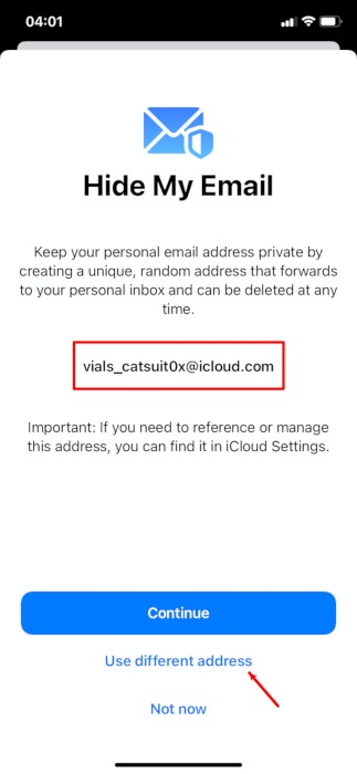 Iphone Privacy Hide My Email Select