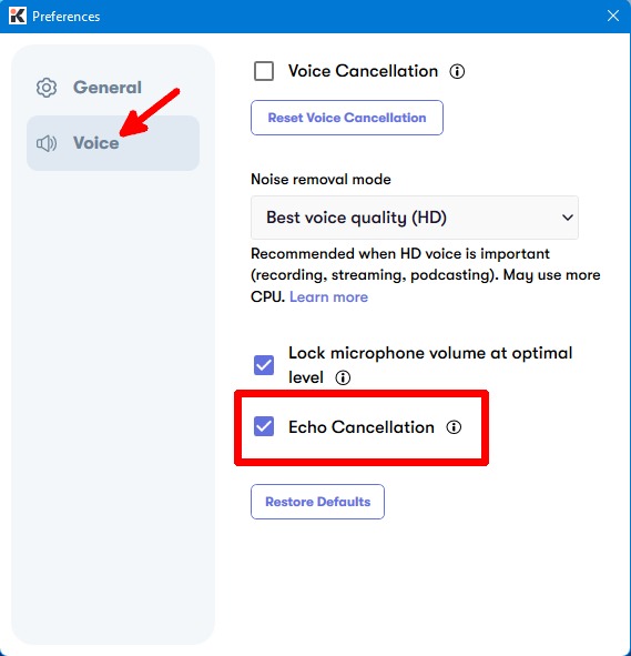 Krisp Echo Cancellation