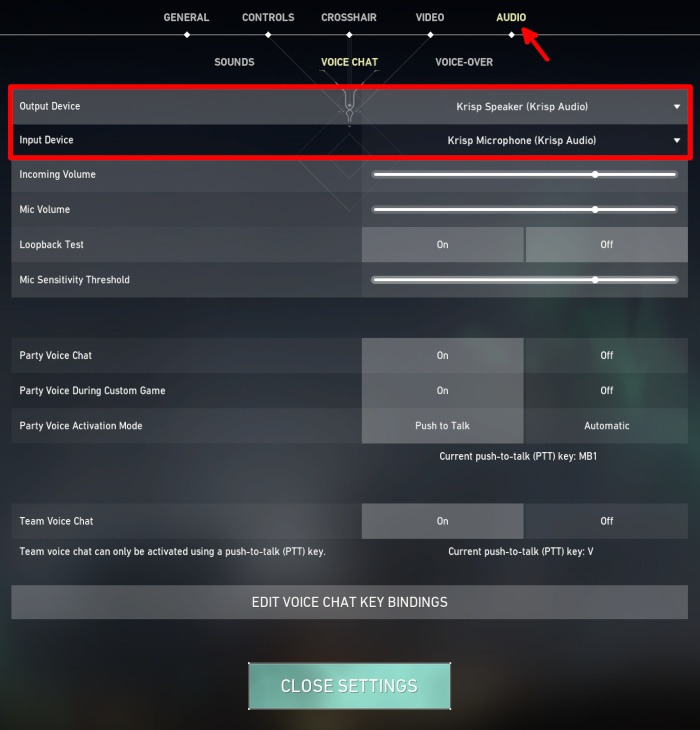 Krisp Game Settings Audio 1