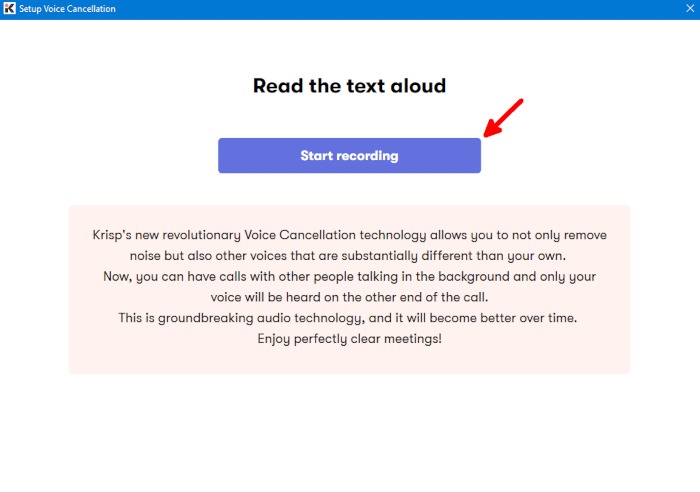 Krisp Preferences Setup Voice Cancellation Start