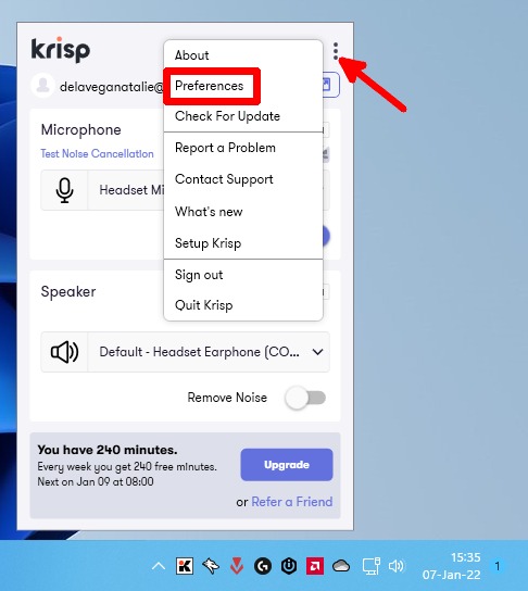 Krisp Preferences