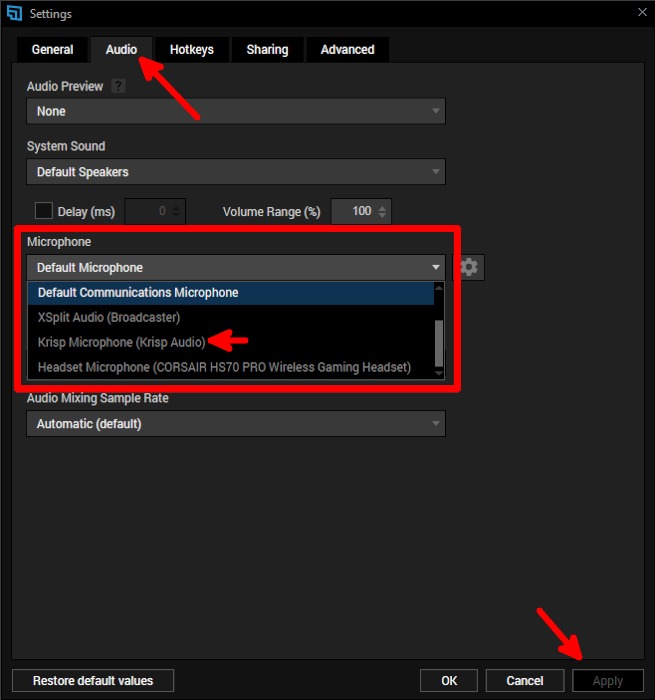 Krisp Xsplit Tools Audio