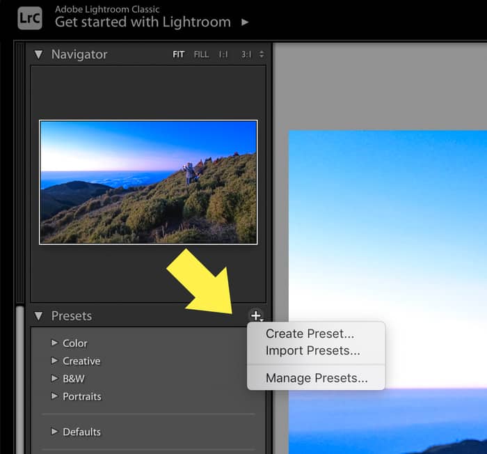 Lightroom Create Presets