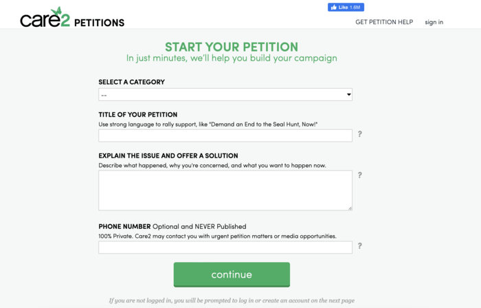 Petetion Site Form