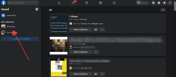 Save Posts Facebook Desktop Collection Selection