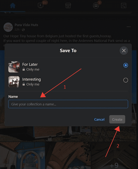 Save Posts Facebook Desktop Create New Collection