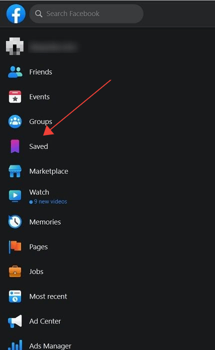 Save Posts Facebook Desktop Saved Menu