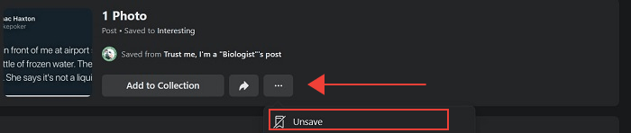 Save Posts Facebook Desktop Unsave