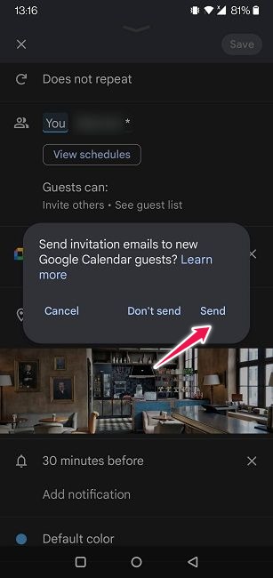Share Files Locations Google Calendar Mobile Send Invites