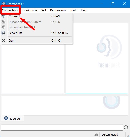 Teamspeak Main Screen Connect