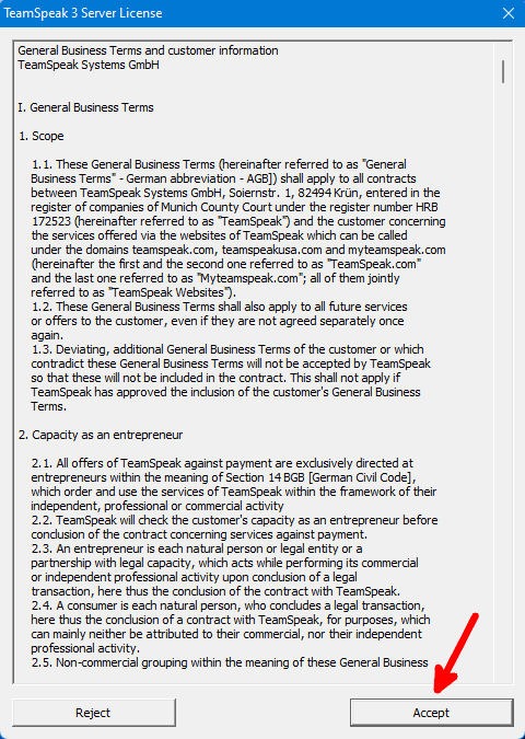 Teamspeak Server Terms
