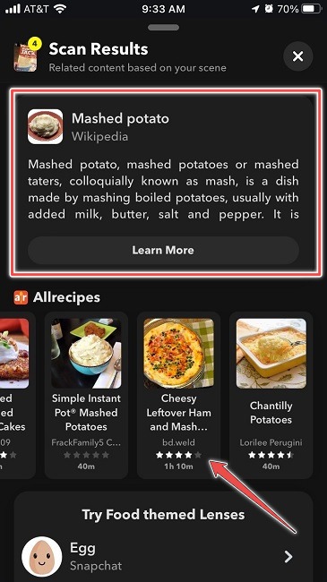 Unexpected Uses Snapchat Food Scan Results