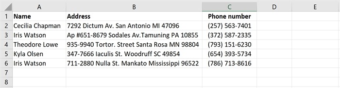 Vlookup Information Table