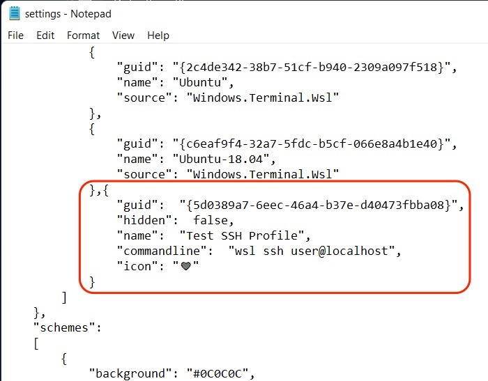 Windows Terminal Json File Edit Ssh Profile