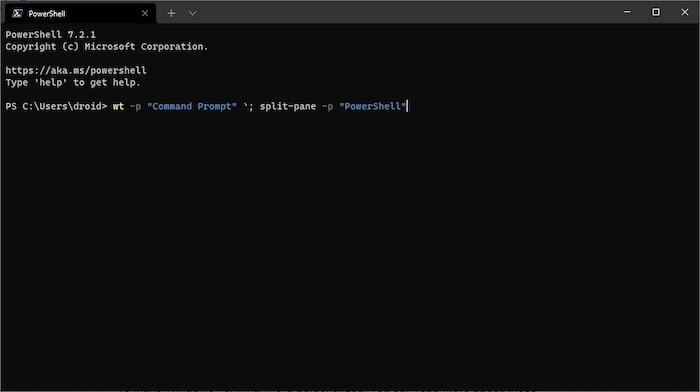 Windows Terminal Startup Split Pane Command