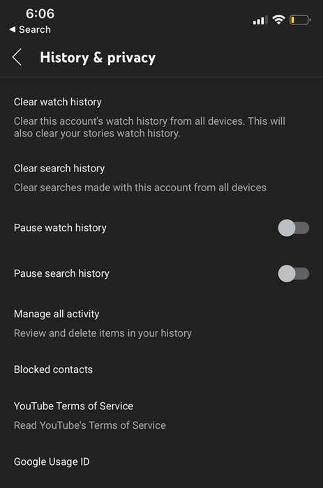 Youtube Clear Watch History Mobi