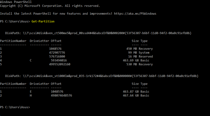 Administrator Windows Powershell Listing Drives