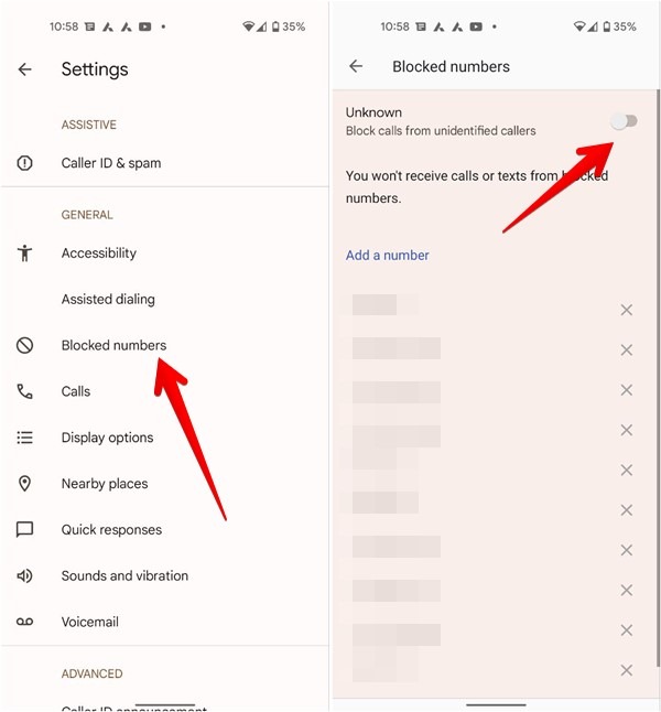 Block Number Unknown Android Caller
