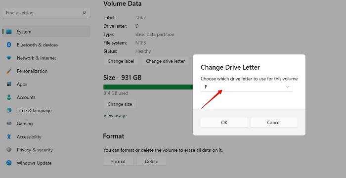 Choose Drive Letter