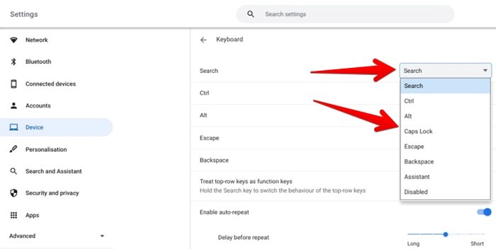 Chromebook Keyboard Caps Lock Remap