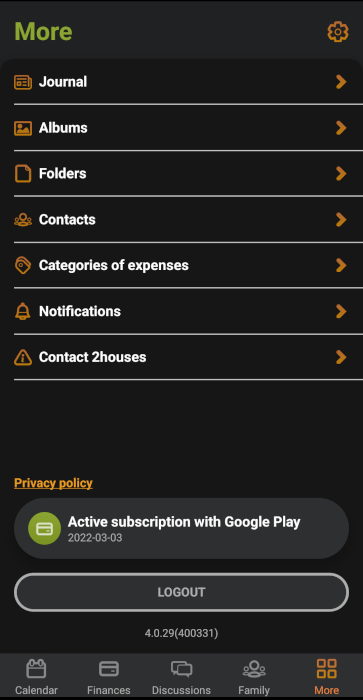 Co Parenting Apps 2houses Menu