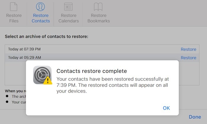 Delete Multiple Contacts Recover Contacts Icloud Success