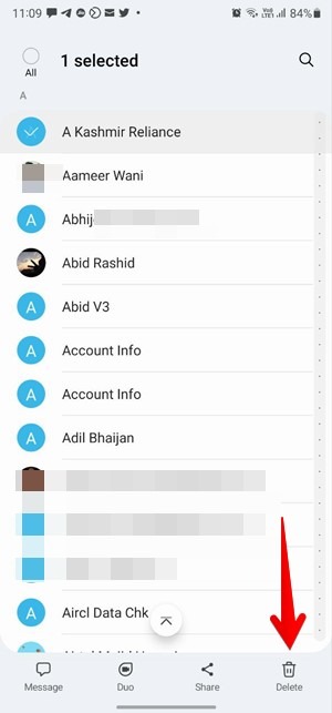Delete Multiple Contacts Samsung Trash
