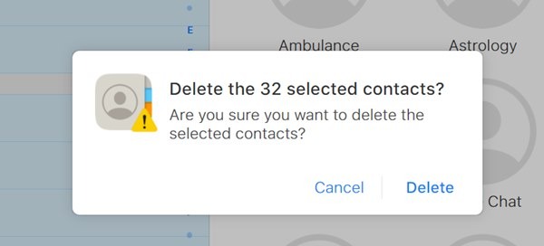 Delete Multiple Contacts Icloud Confirmation