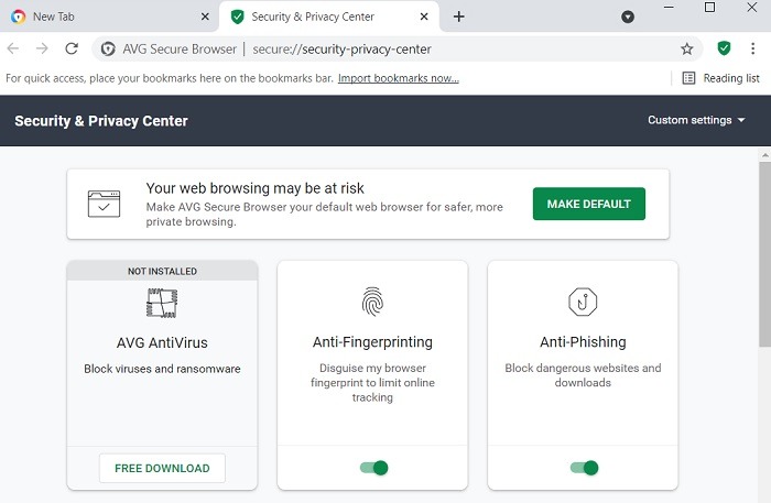 Lightweight Browswers Windows Avg Secure Browser