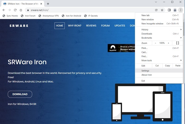 Lightweight Browswers Windows Srware Iron Fast