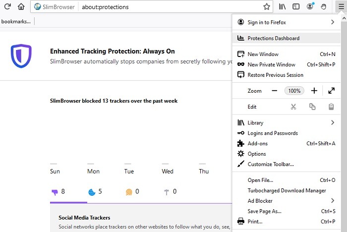 Lightweight Browswers Windows Slimbrowser Protections