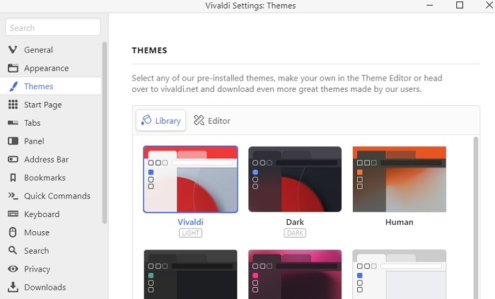 Lightweight Browswers Windows Vivaldi Settings 1