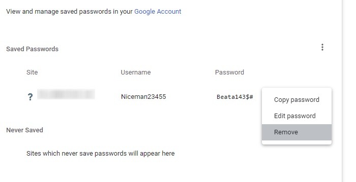 Passwords Browsers Dot Chrome Remove Password