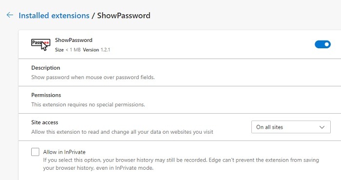 Passwords Browsers Dot Show Password Extension