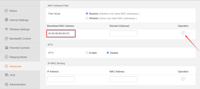 Tenda Wireless Router Add Mac Filter