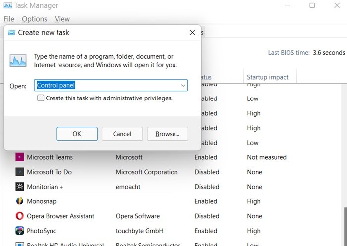 Windows 11 Taskbar Not Working Control Panel Open Task Manager