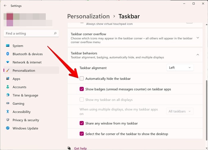 Windows 11 Taskbar Not Working Settings Hide Taskbar