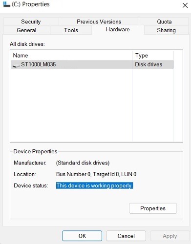 Windows Hard Disk Problem Device Is Working Properly