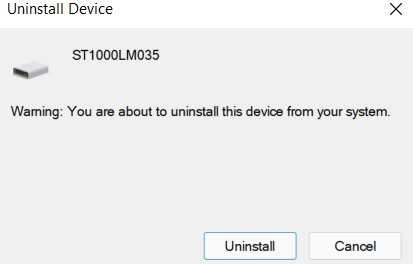 Windows Hard Disk Problem Uninstalling