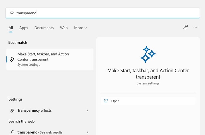 Windows Transparency Effects Make Start Taskbar Action Center Windows11