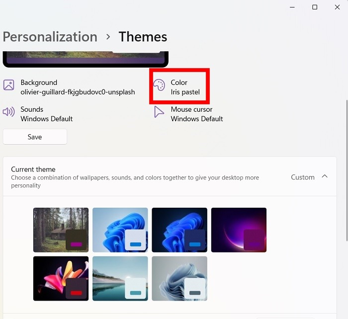 Windows Transparency Personalization Settings