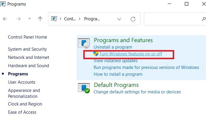 Wmpnetwk Exe Control Panel Programs Turn On Off