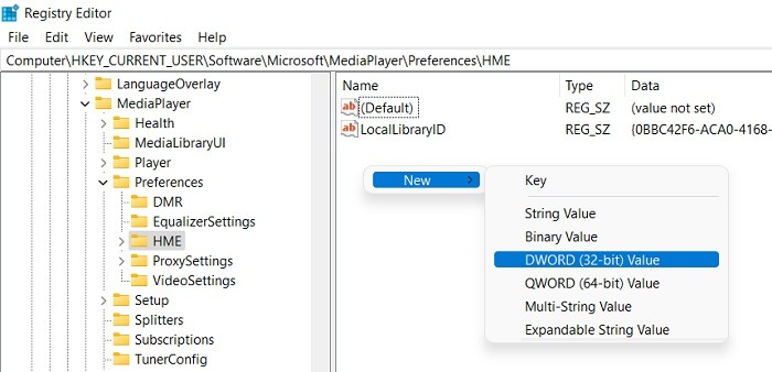 Wmpnetwk Exe Registry Editor Hme New Dword