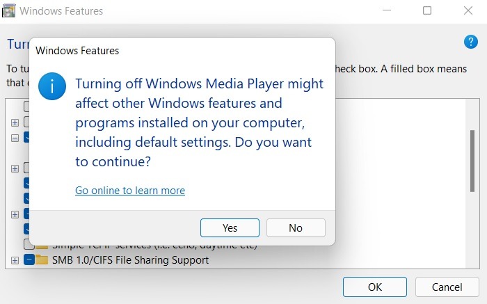 Wmpnetwk Exe Windows Features Wmp Warning