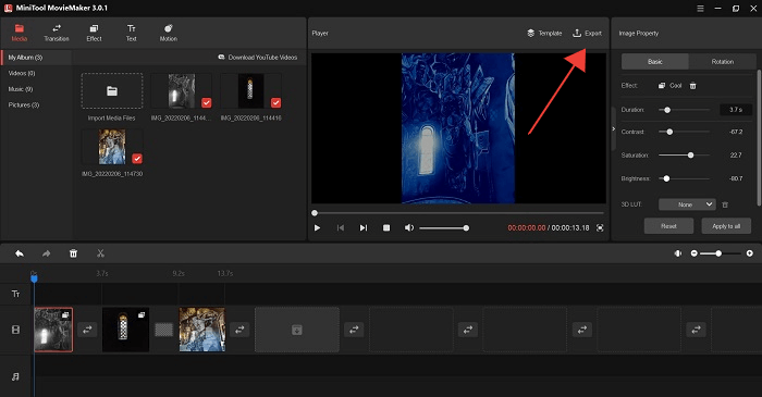 Add Photos Reels Desktop Export Button