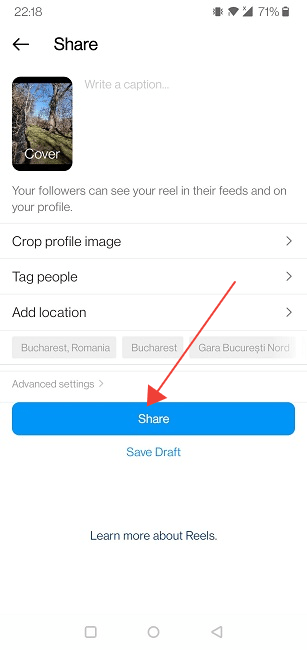 Add Photos Reels Mobile Share Reel