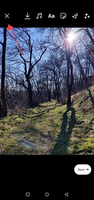 Add Photos Reels Mobile X Button