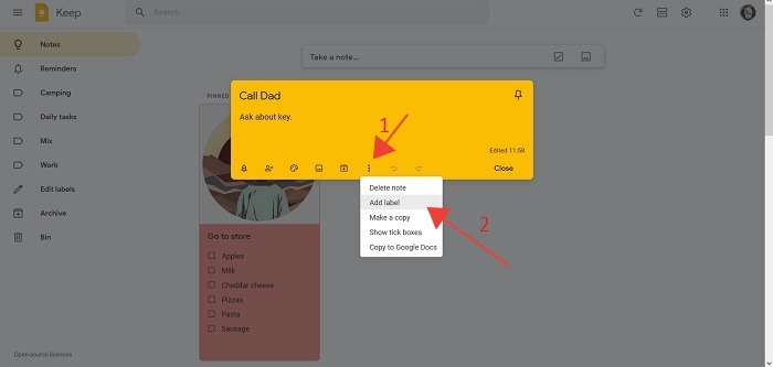 Best Google Keep Tips Desktop Add Label From Note