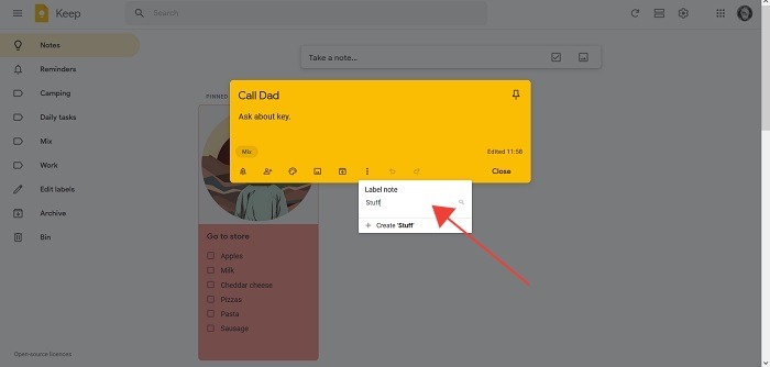 Best Google Keep Tips Desktop Add New Label